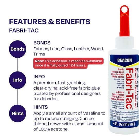 Beacon Fabri-Tac™ Premium Fabric Glue, 2oz.